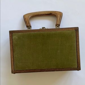 Vintage wood and velvet purse